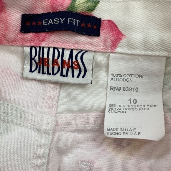 VINTAGE BILL BLASS Easy Fit High Waisted Cropped Mom Jeans White Floral 80s 90s - Picture 9 of 9